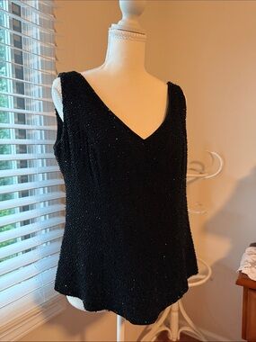 Black Beaded V-Neck Camisole